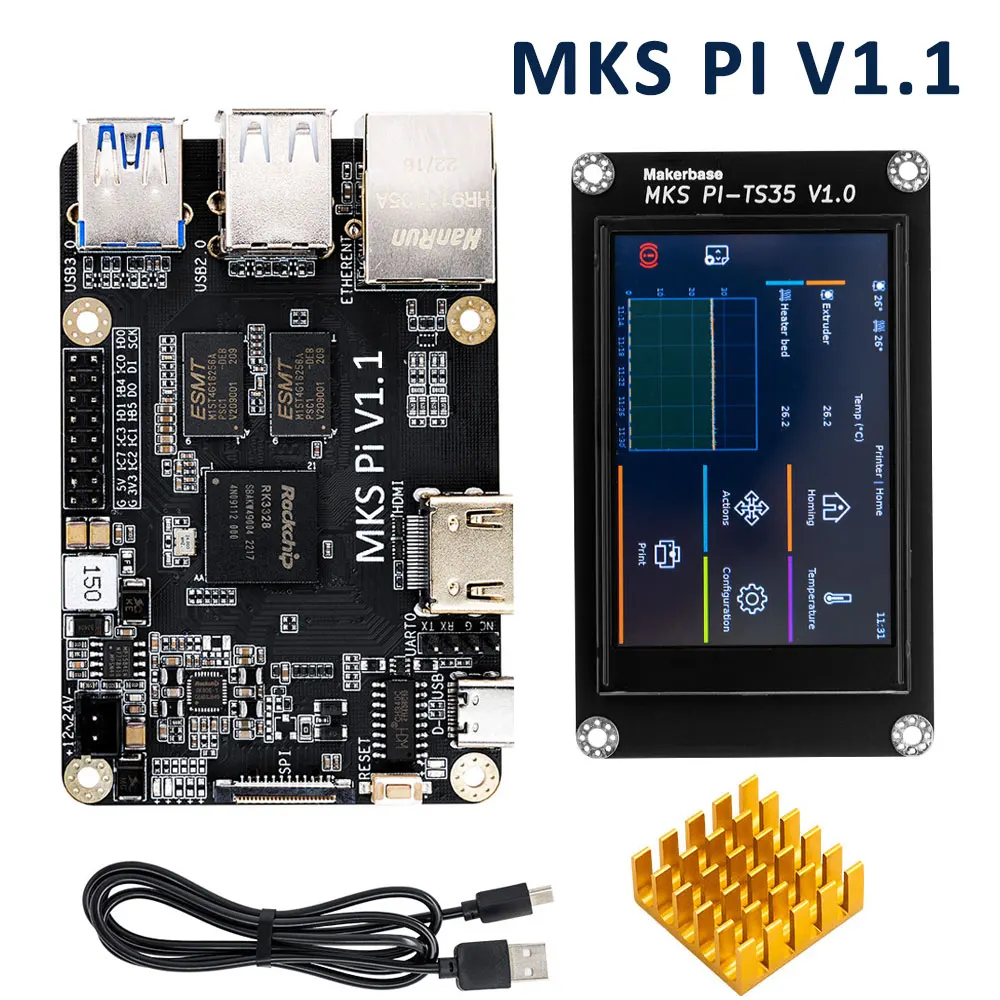 MKS PI Board with Quad-core 64bits SOC onboard runs Klipper Screen for Voron VS Raspberry Pi RasPi RPI Fit DC12-24V Power Input