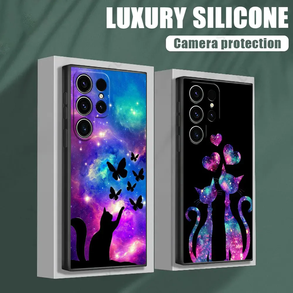 Funny Cartoon Cat Phone Case for Samsung Galaxy S26 S25 Ultra S24 S23 Ultra S22 Plus S21 5G S20 S21 FE S26 Ultra S25 Soft Funda