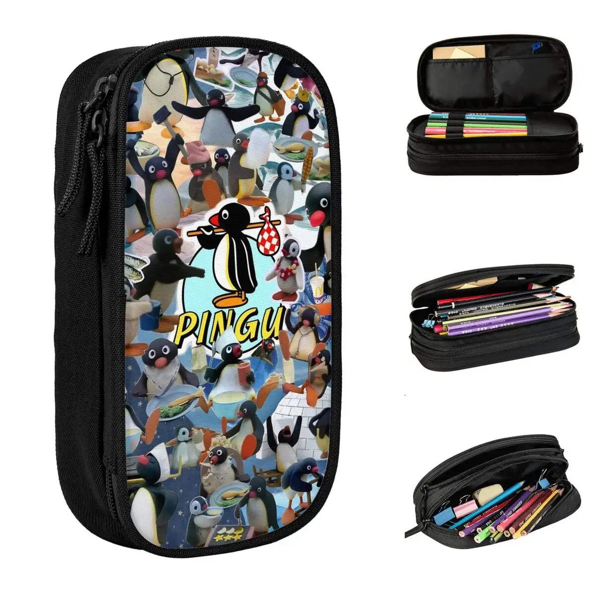 New Noot Pingu Pencil Case Penguin Cartoon Pencilcases Pen for Girl Boy Large Storage Bag Students School Gifts Stationery