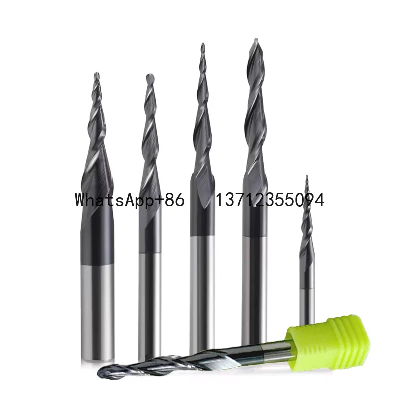 

1pc HRC55 Tapered Ball Nose CNC Milling Cutter 2F - D3.175/D4/D6/D8/D10/D12 Tungsten Solid Carbide Coated Tapered Cone