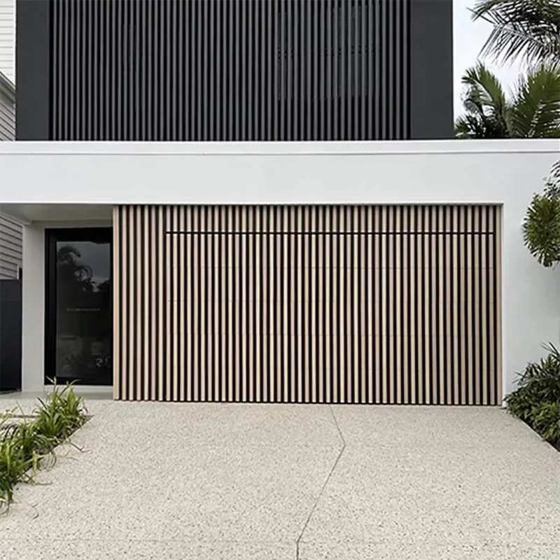 Maplemiles Wood Appearance Aluminum Foamed Sandwich Panel Security Automatic Grille Garage Door Battens Garage Door for Homes