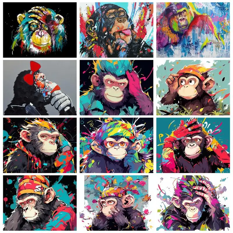 

RUOPOTY Painting By Numbers For Colored Gorilla Animal Decorative paintings Home decor