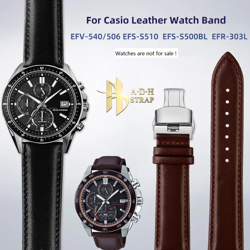 Business Casual Men's Leather Watch Strap Simple and plain For CasioEFV-540L/EFS-S510/EFS-S500BL Watch Band 20MM 21MM 22MM Soft