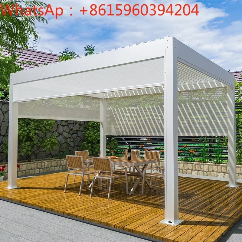 Pavilion, outdoor courtyard, European style leisure aluminum alloy garden, villa, electric sunlight room, shutter pavilion