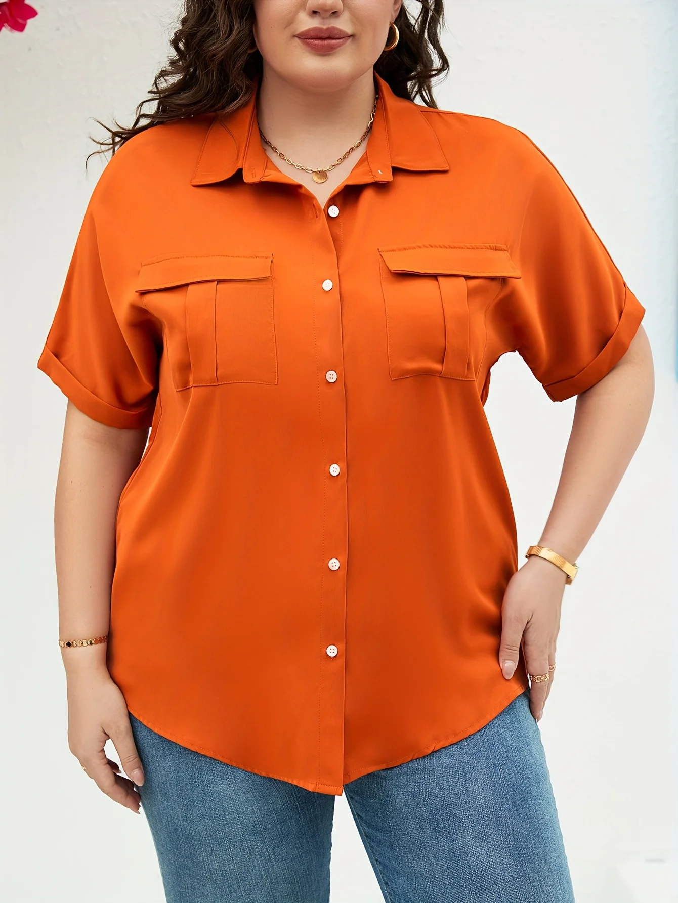 Damen-Hemd in Übergröße, Sommer-Chic, elegantes Hemd für mollige Damenmode-Hemd