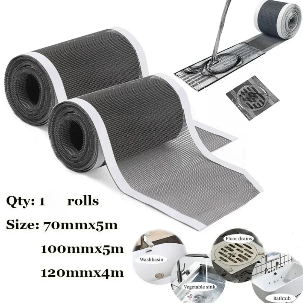 1Roll Self-Adhesive Floor Drain Stickers Cutable Shower Drain Hair Catcher Disposable Mesh Sink Strainer Filter Screen Sticker