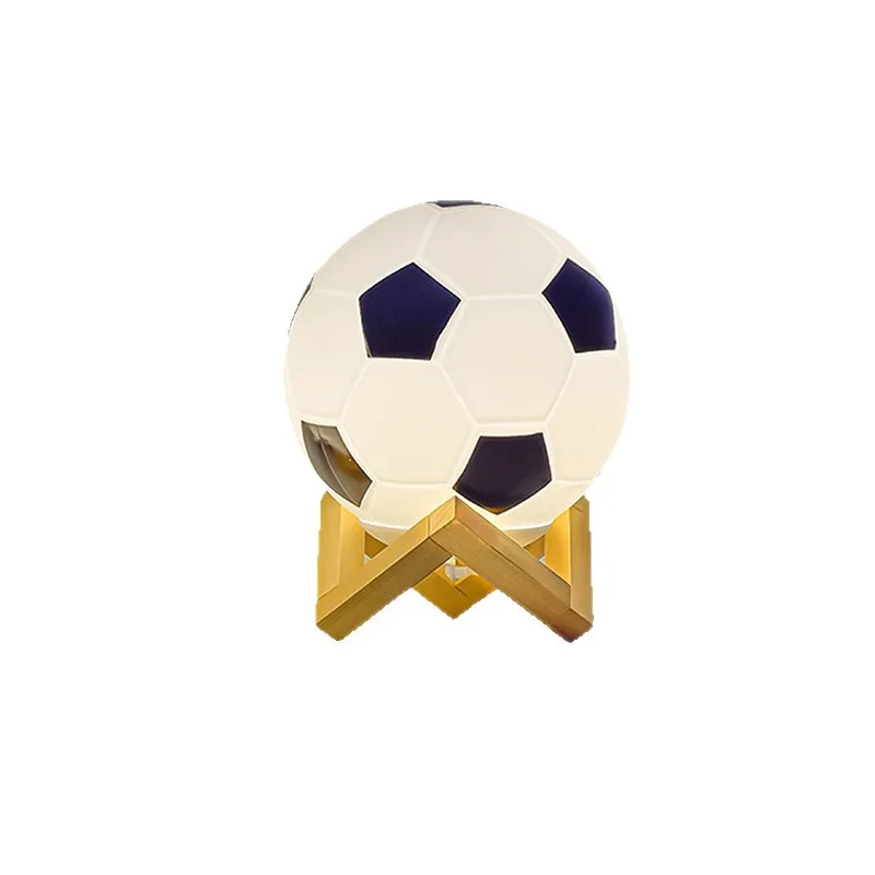 E5 Football Night Light USB Warm White LED Circular Solid Wood Table Lamp Bedside Bedroom Decor Study Decoration Illumination