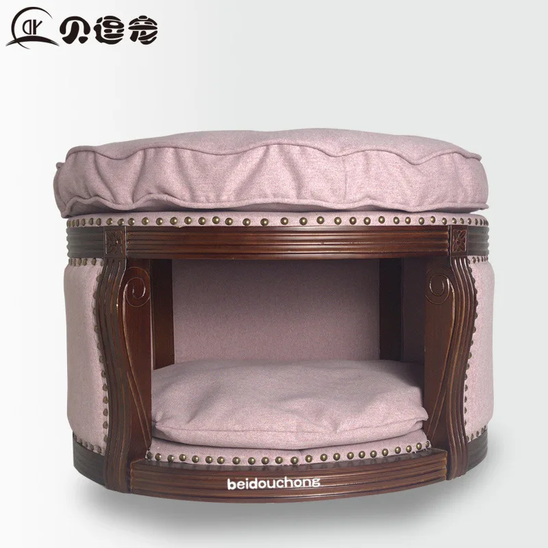 

Solid wood kennel indoor cat litter all seasons removable and washable large pet mattress