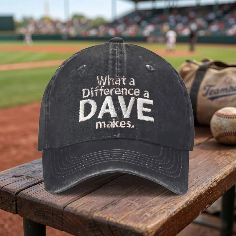What a Difference a Dave Makes Washed Baseball Cap Adjustable Strap Unisex