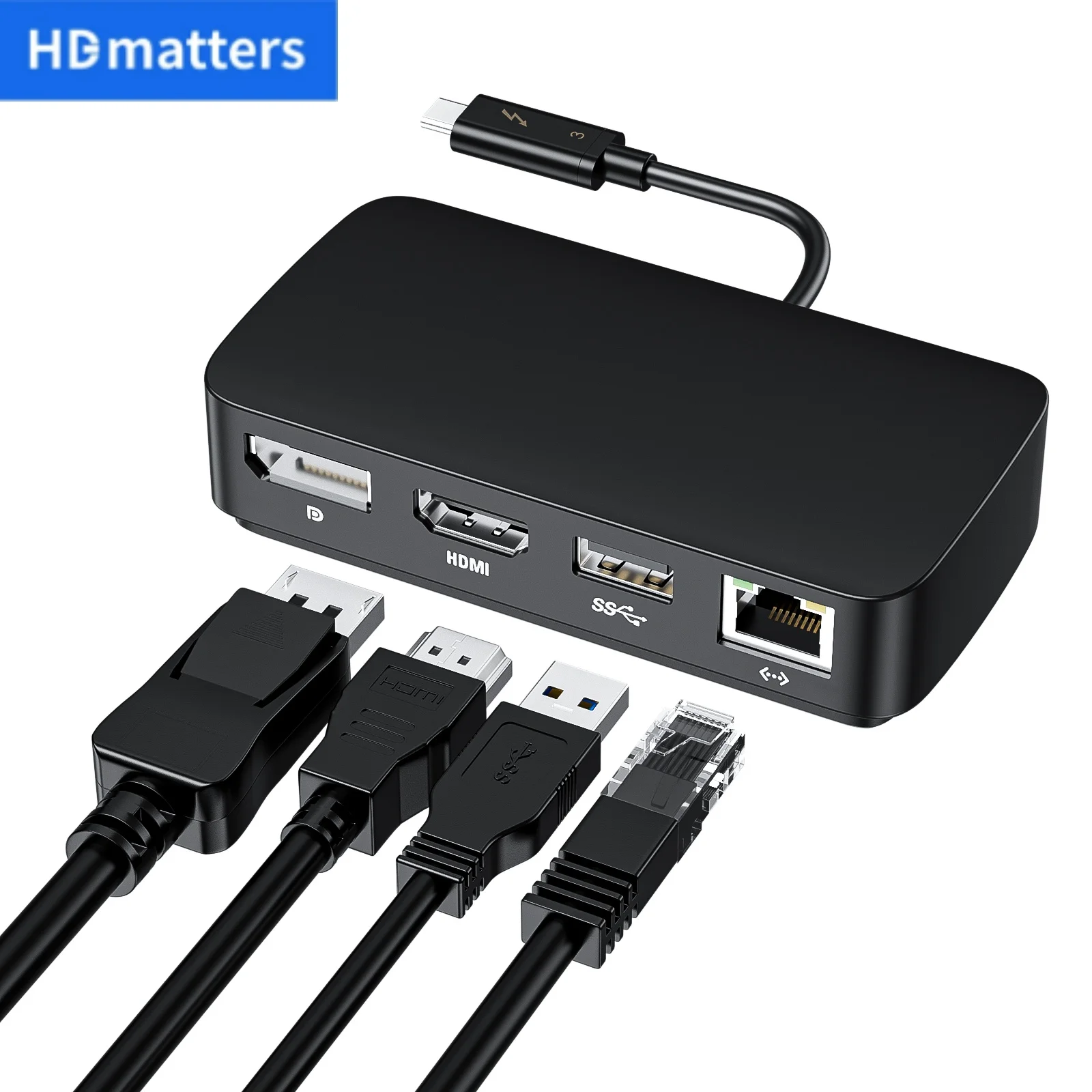 Genuine Thunderbolt 3 Travel Dock 4-in-1 Thunderbolt 3 Dual 4K@60Hz docking Thunderbolt 3 to HDMI 2.0+Displayport 1.2+RJ45+USB