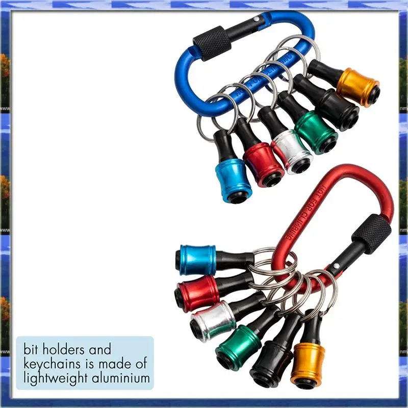 AS59 -Bit Holder Keychain,4 Sets Of 12PCS 1/4 Drill Bit Holder, Easy Release And Quick Change Bit Holder