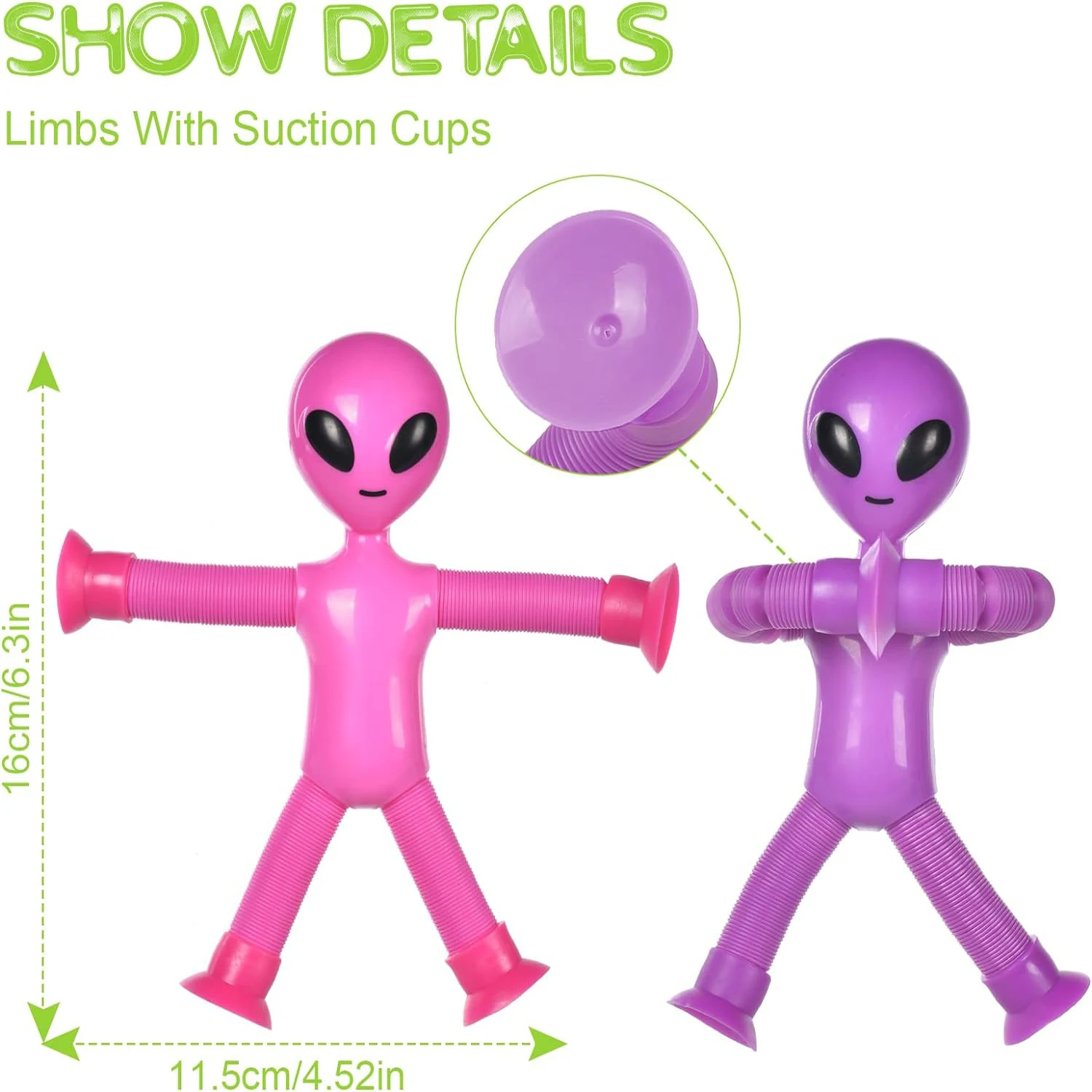 Cartoon suction cup telescopic tube, alien versatile shape stretching tube, parent-child interactive puzzle decompression toy