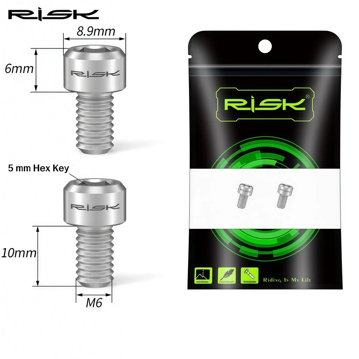RISK RT031 Titanium M6 x 10mm Bicycle Brake Cable Pinch Bolts – MTB V-Brake & Road Bike C-Clamp Brake (Gold Black Iridescent) - view 6