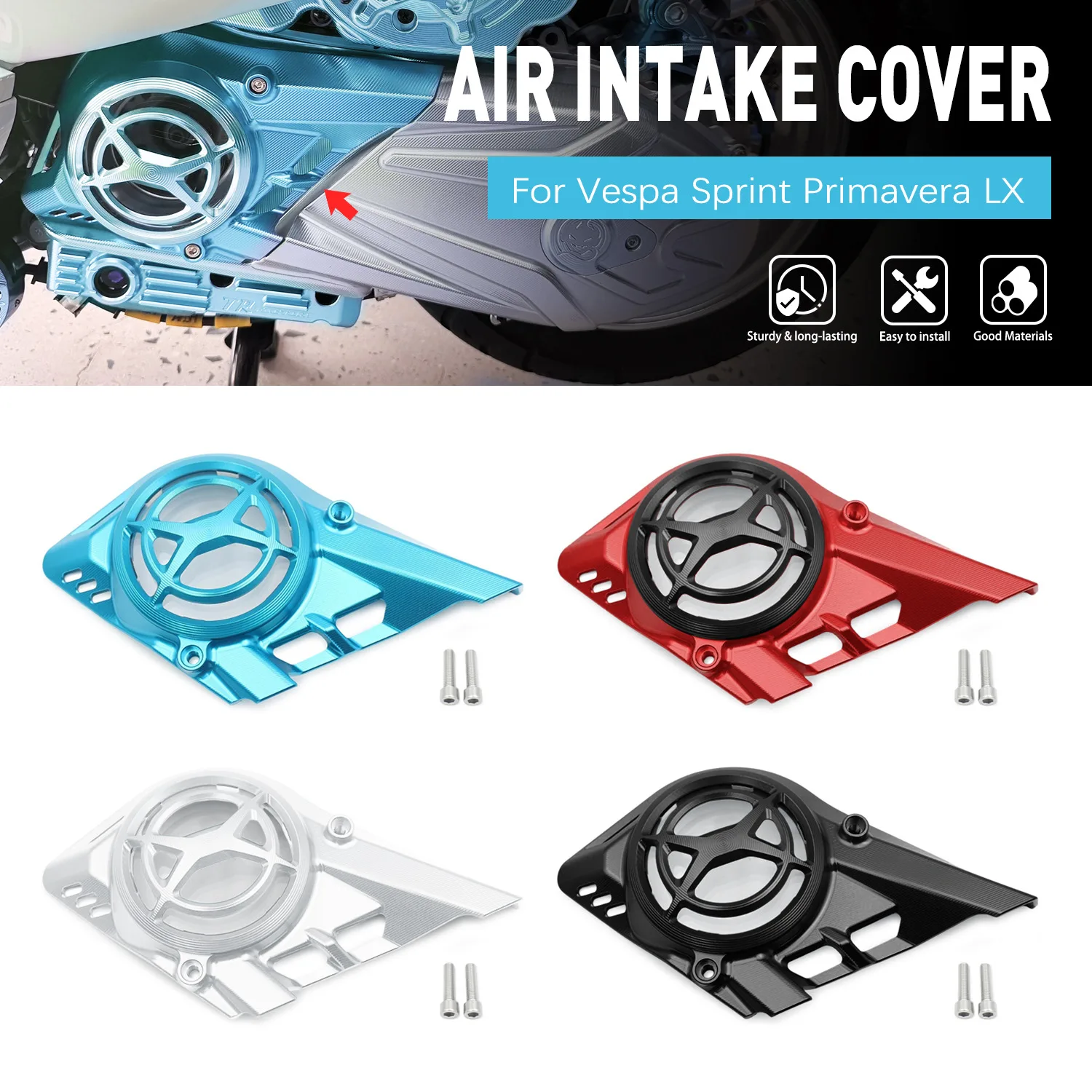 Engine Air Inlet Cover For Vespa Sprint Primavera LX150 S125 Motorcycle Air Intake Guard CNC Aluminum Fan Protector Housing