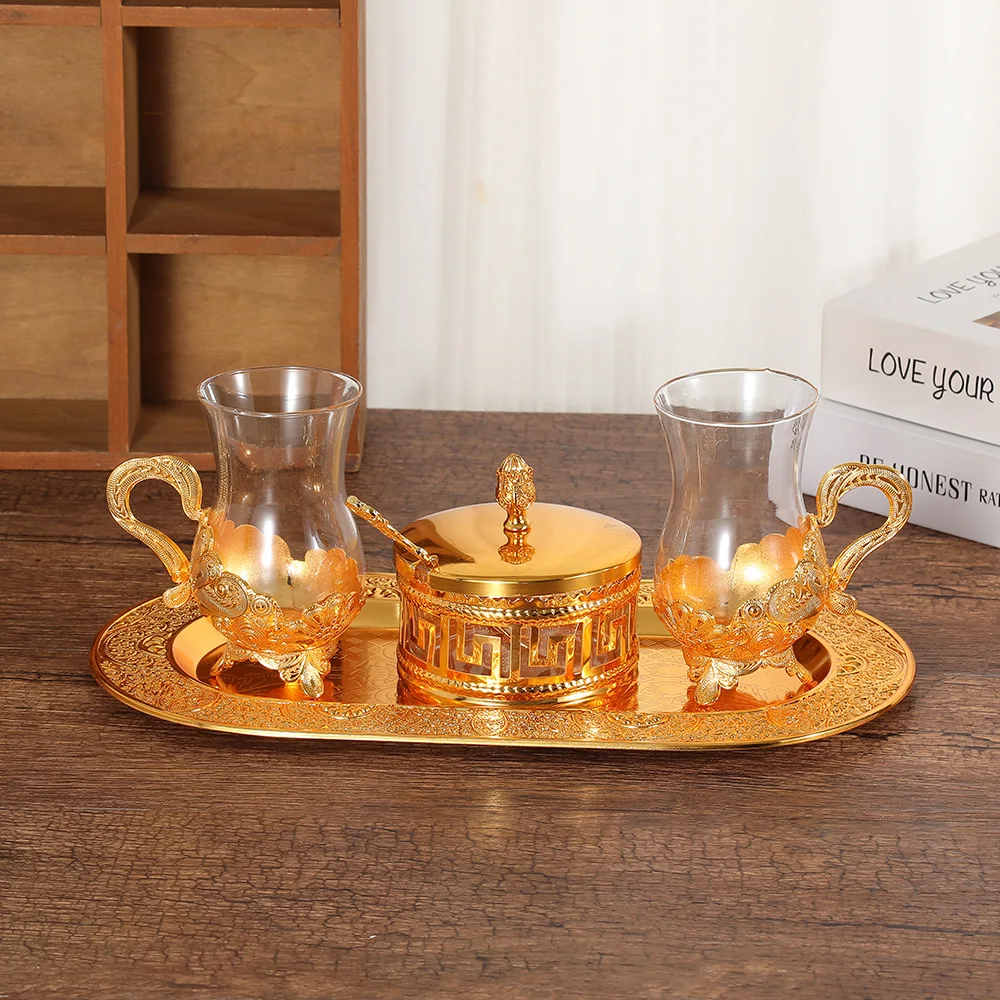 European peacock pattern coffee cup seasoning jar plate set light luxury dining table beverage cup retro desktop ornament