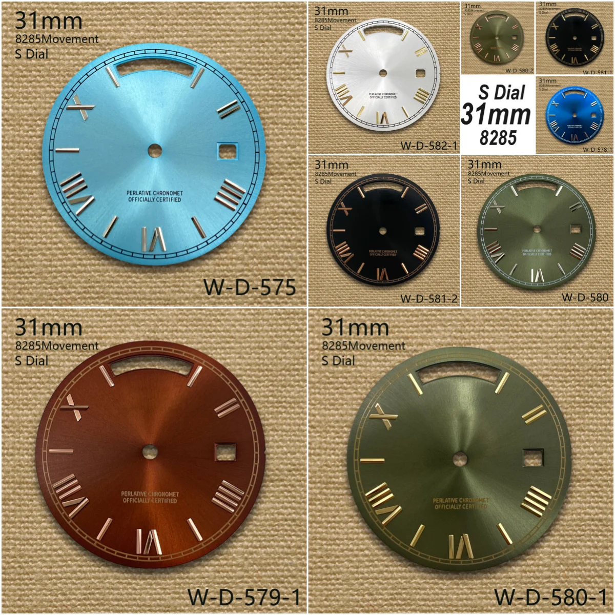 28.5/29/31mm GMT/Day And Date S Dial Fit NH34/NH35/36/8285 Movement Green/Ice Blue Luminous Watch Modification Accessories