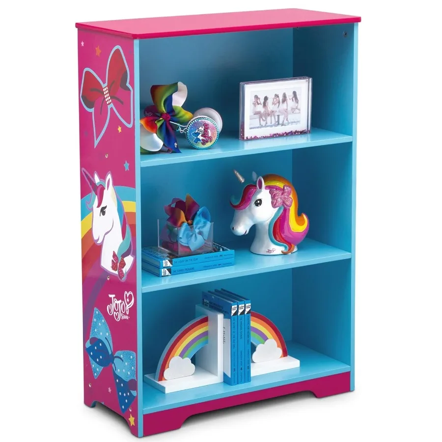 Delta Rainbow and Unicorn Deluxe 3-Shelf Bookcase - Greenguard Gold Certified Pink