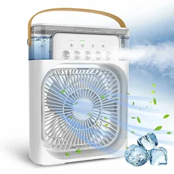 Ventilador humidificador portátil 3 en 1, acondicionadores de aire, ventilador eléctrico USB, luz nocturna LED, USB, 3 velocidades, Enfriador de aire pequeño para el hogar