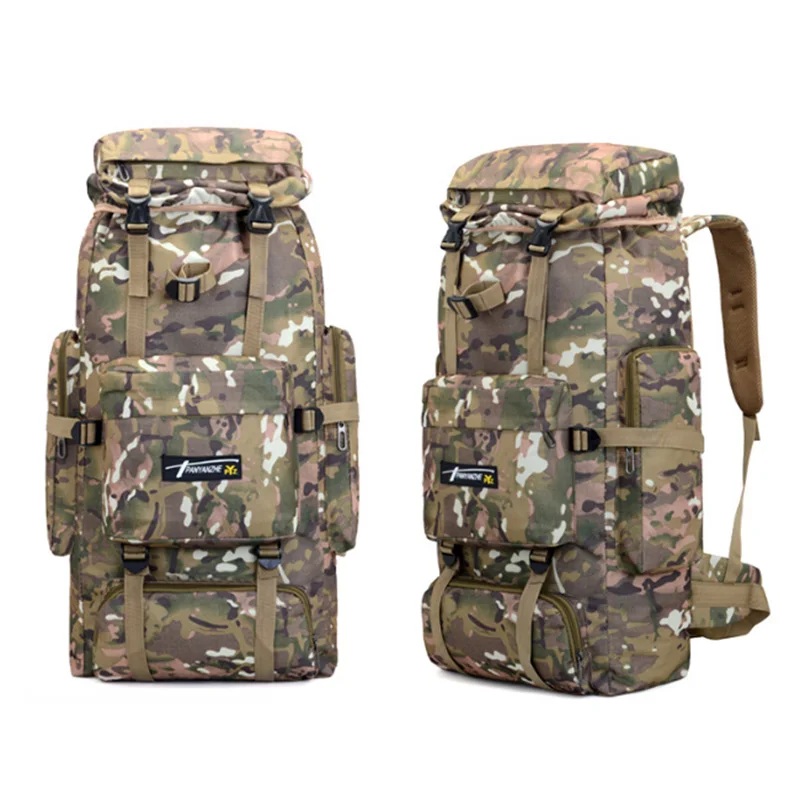 Wholesale Custom Logo 100L Camouflage Waterproof Foldable Backpack Large Capacity Men's Outdoor Equipment Camping Hiking Nylon