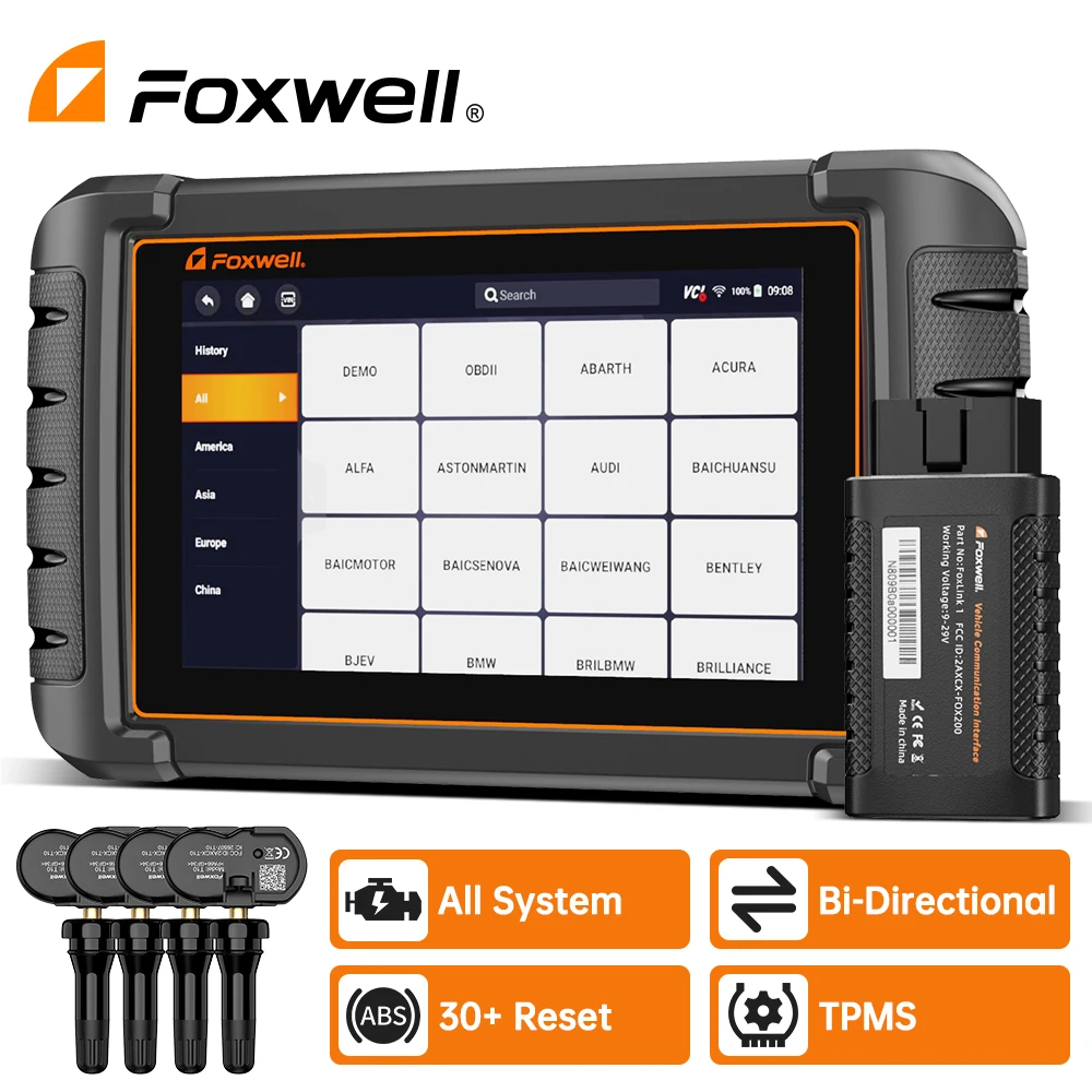 FOXWELL NT809TS TPMS Programming Tool OBD2 Scanner TPMS Reset TPMS Learning TPMS Activation Car Bi-directional Scan Tools