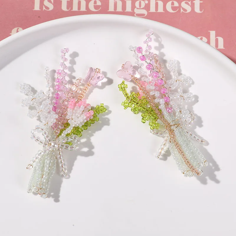 Shoe Charms 1 Piece Handcrafted Beaded Wheat Ear Bunch Dreamy DIY for Jelly Sandals Clog Crystal Princess Korean