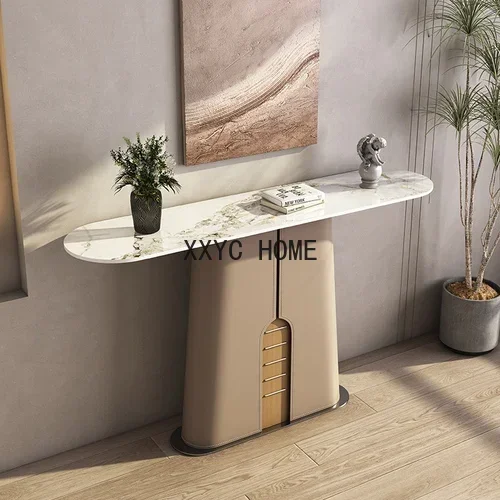 

Light Luxury Stone Plate Console Italian Minimalist Entrance Foyer Partition Desk