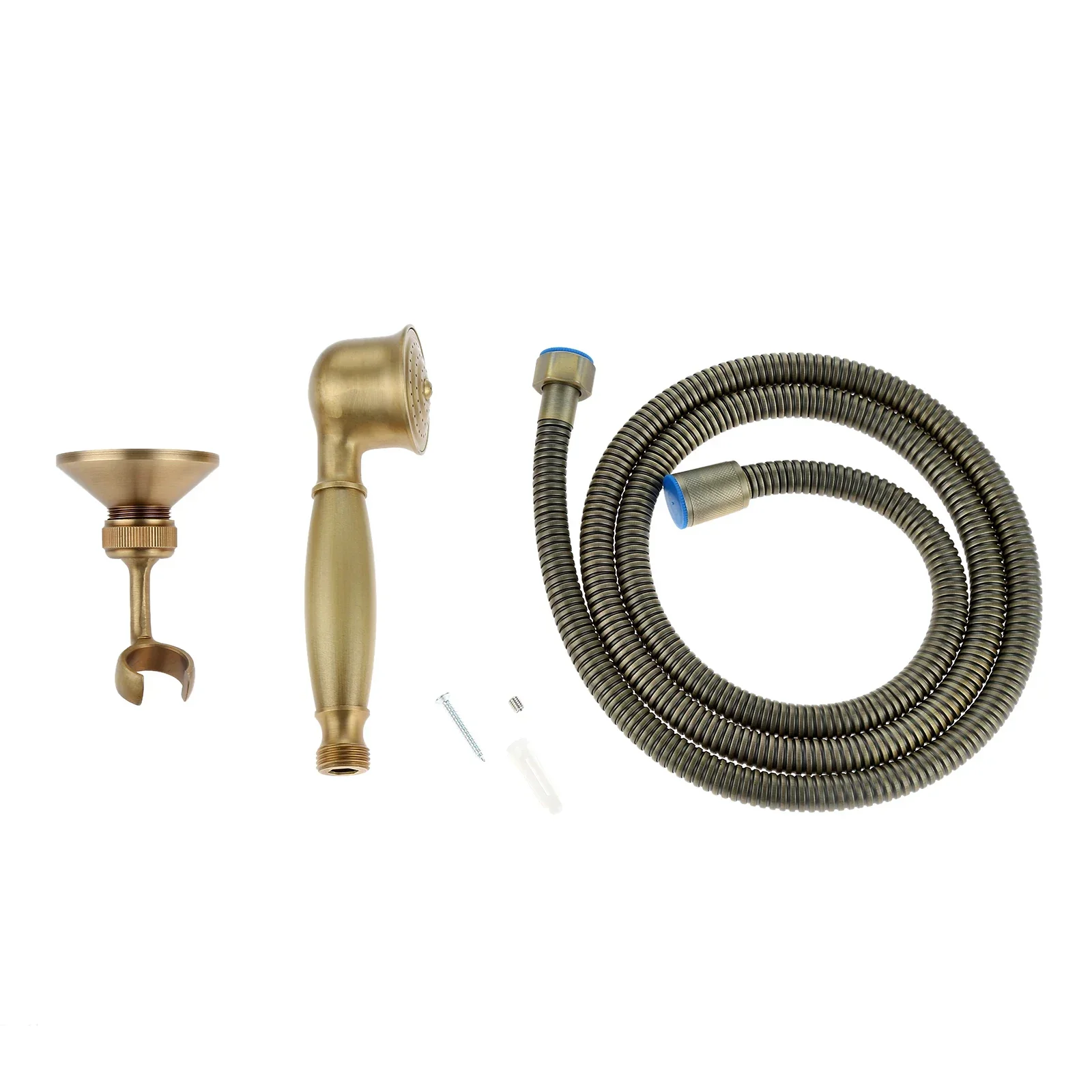 Antique Nozzle+hose+all-copper Wall-mounted Universal Removable Shower Base Three-piece Set with Screw Installation Accessories