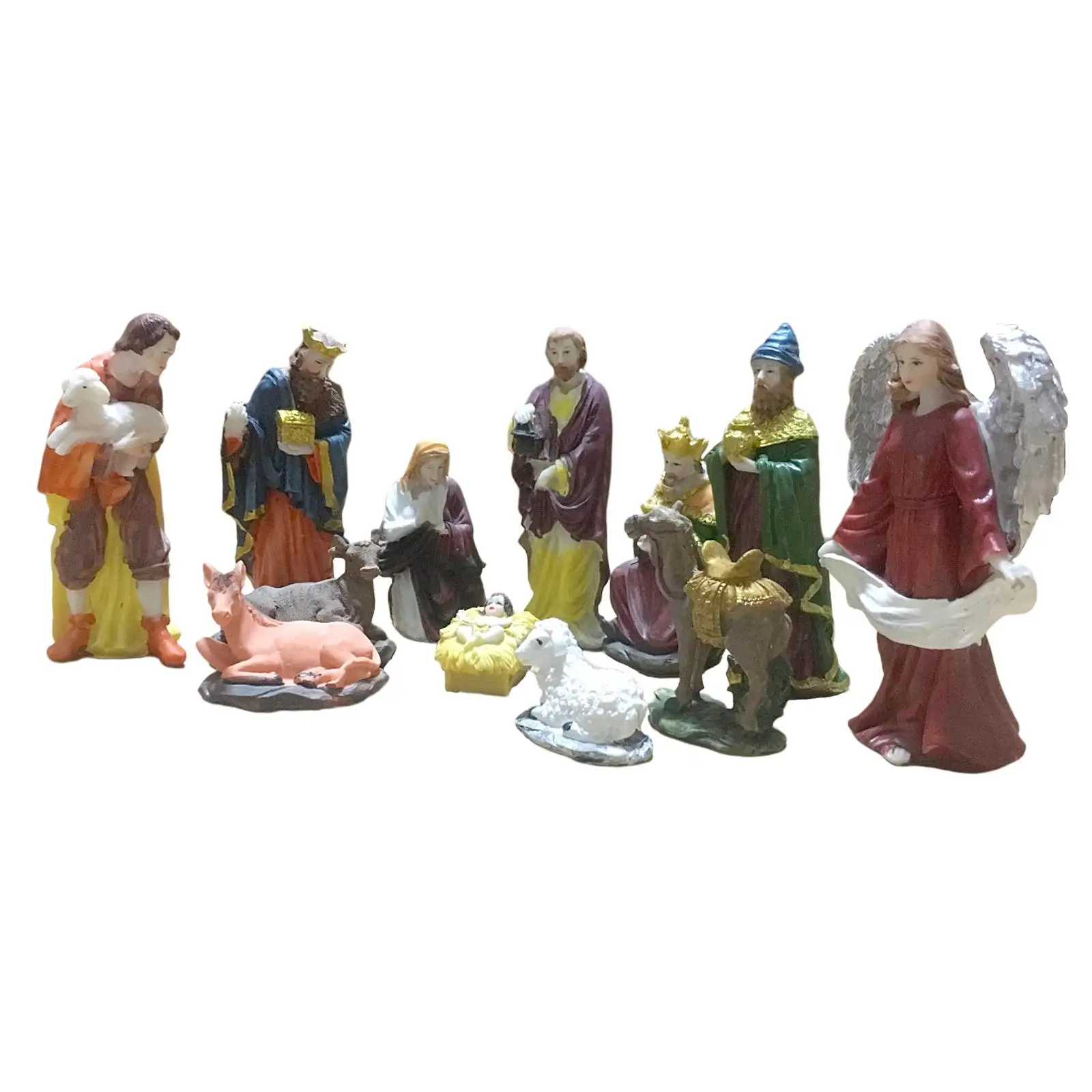 12x Jesus Manger Christmas Ornament Nativity Stable Figurines Manger Set for Church