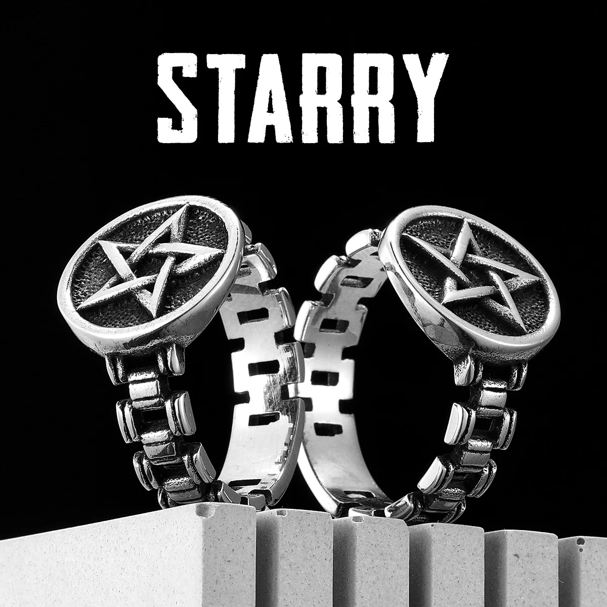 

Stars Watch Band Men Rings Stainless Steel Women Fashion Jewelry Punk Trendy Simple New In Accessories Gift Wholesale