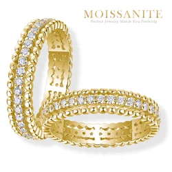 1.5mm D Color Moissanite Eternity Ring for Women, S925 Sterling Silver Gold-Plated, Hypoallergenic Luxury Band