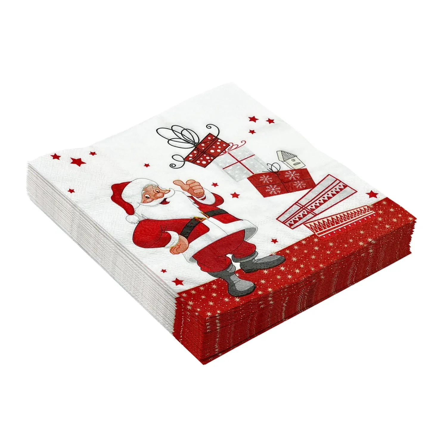 Servilletas de papel de Papá Noel, 100 Uds., 33x33cm, toallas de papel navideñas desechables de 2 capas para decoración de mesa de comedor de fiesta de Navidad 2025