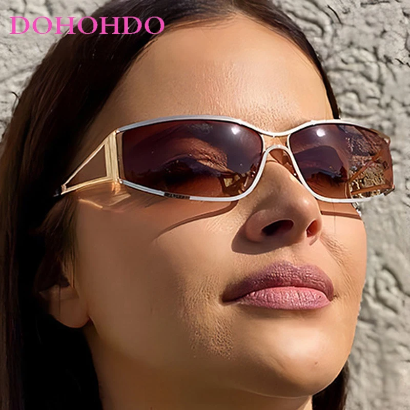 

2025 New Fashion Trendy Oval Y2K Punk Sunglasses Men Women Vintage Luxury Brand Designer Outdoor Travel Driving Sunglasses UV400