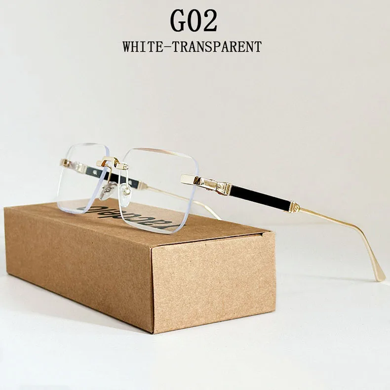 Neue 2024 Quadratische Sonnenbrille Frauen Trendy Vintage Designer Randlose Sonnenbrille Für Männer Urlaub Mode Gläser Lentes De Sol Mujer – Detail 2