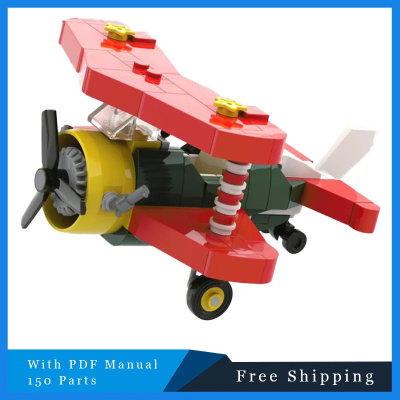 

150 шт. MOC строительные блоки, креативный винтажный мини-воздушный самолет, модульная модель, обучающая игрушка «сделай сам», сборка для детей, праздничный подарок