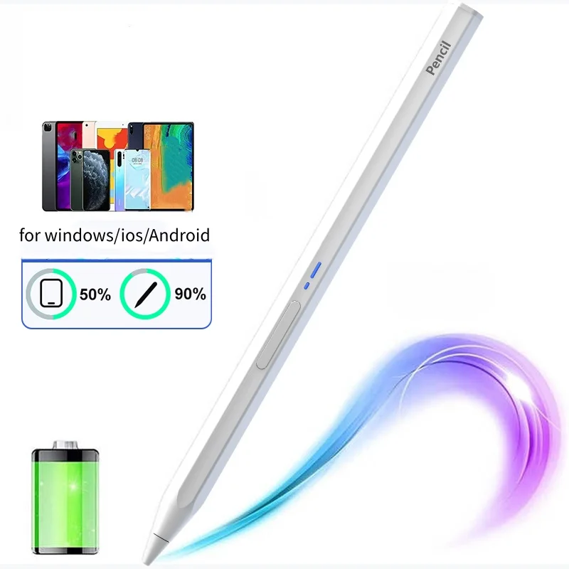Lápiz óptico universal BP19, lápiz táctil capacitivo con carga tipo C y punta de POM para teléfonos y tabletas con pantalla táctil iOS, Android y Windows