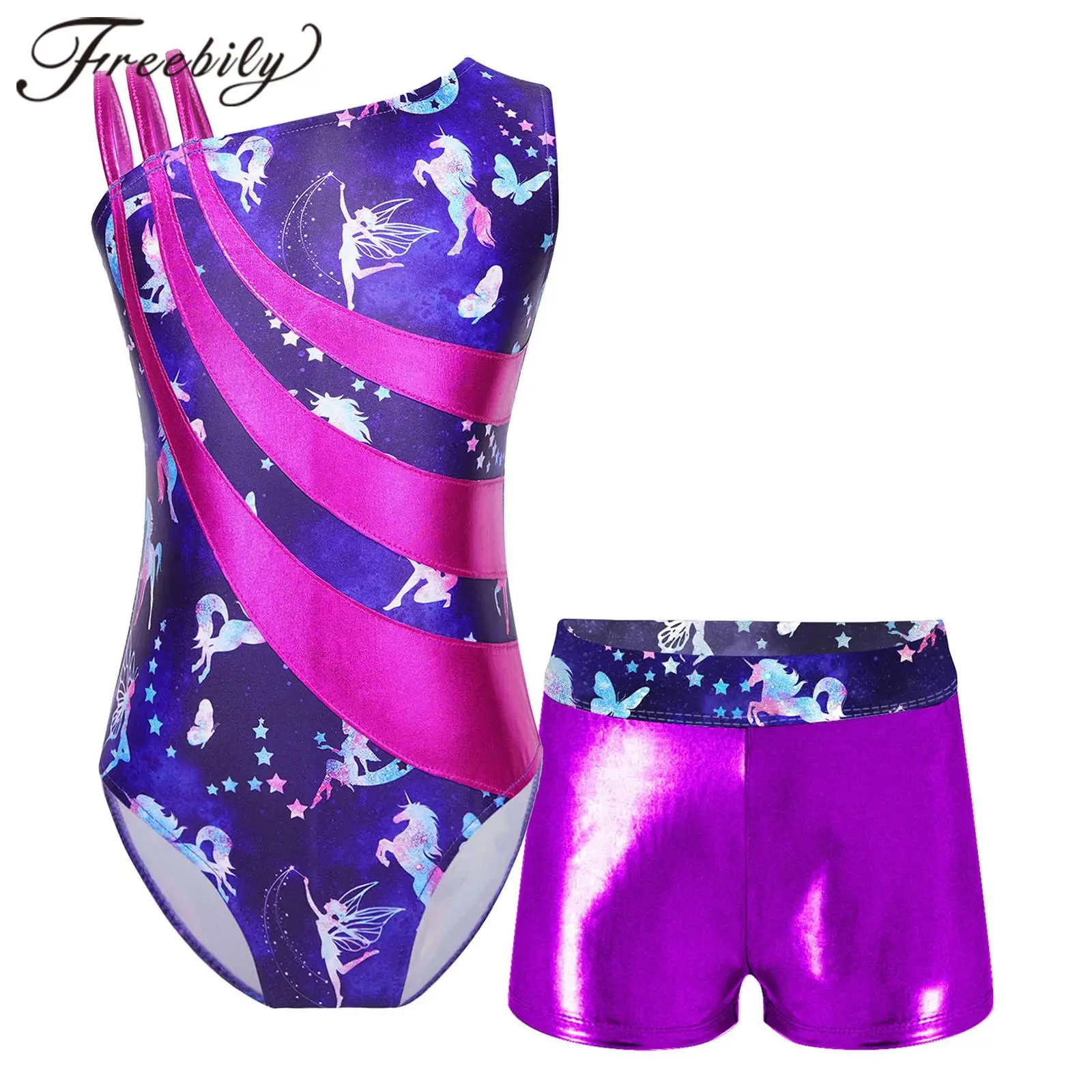 

Children's Gymnastics Jumpsuit for Girl Kids Girls Sleeveless Leopard Print Ballet Tutu Dance Leotard with Shorts Dancewear