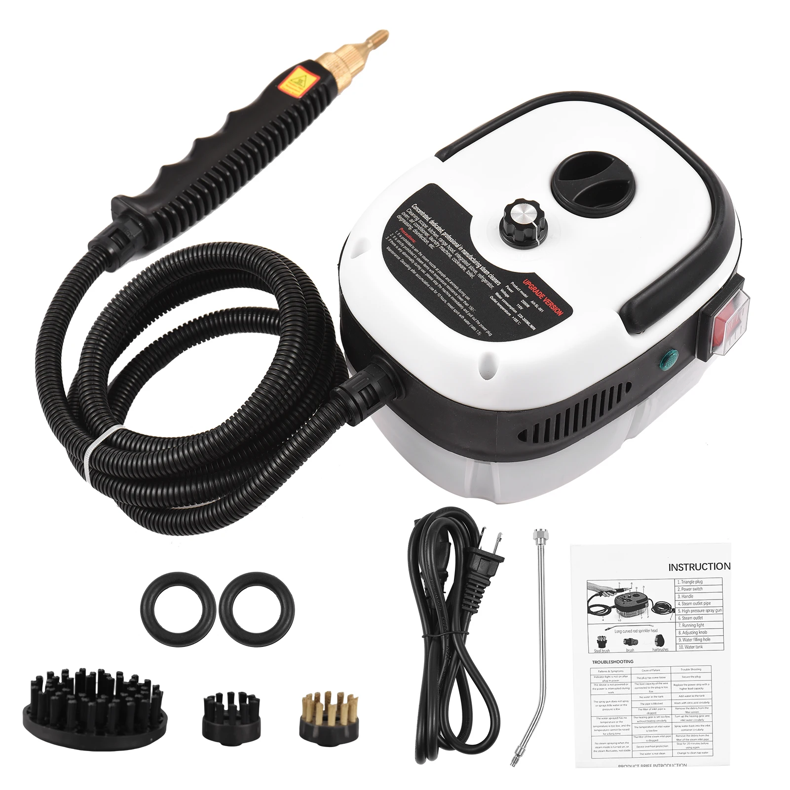 1500W Handheld Steam Cleaner High Temperature Pressurized Steam Cleaning Machine 3Pcs Brush Heads Household Kitchen Cleaner