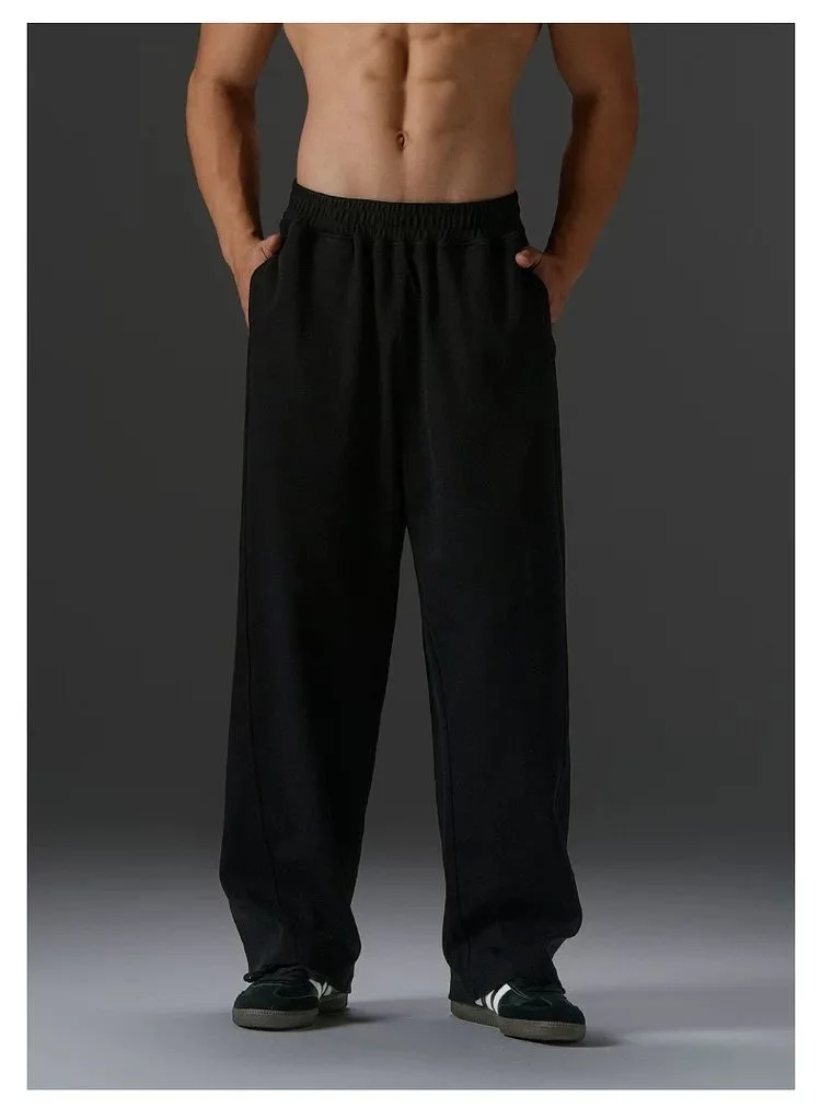 

Лидер продаж, мужские однотонные спортивные брюки из смеси хлопка с эластичной резинкой на талии, повседневные свободные брюки для бега для повседневного ношения и бега