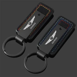 Alloy Leather Car Keychain Key Ring Fashion Gift for Genesis Coupe Logo G70 G80 G90 GV60 GV70 GV80 EV BH Car Styling Accessories