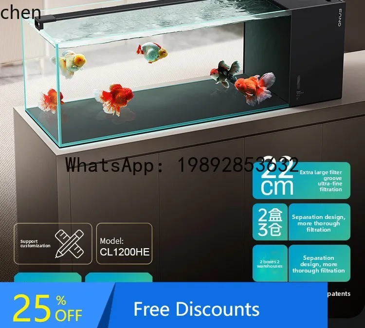 

F1 living room ultra-white glass 2nd generation double filter box side filter ultra-white stream special ecological fish tank