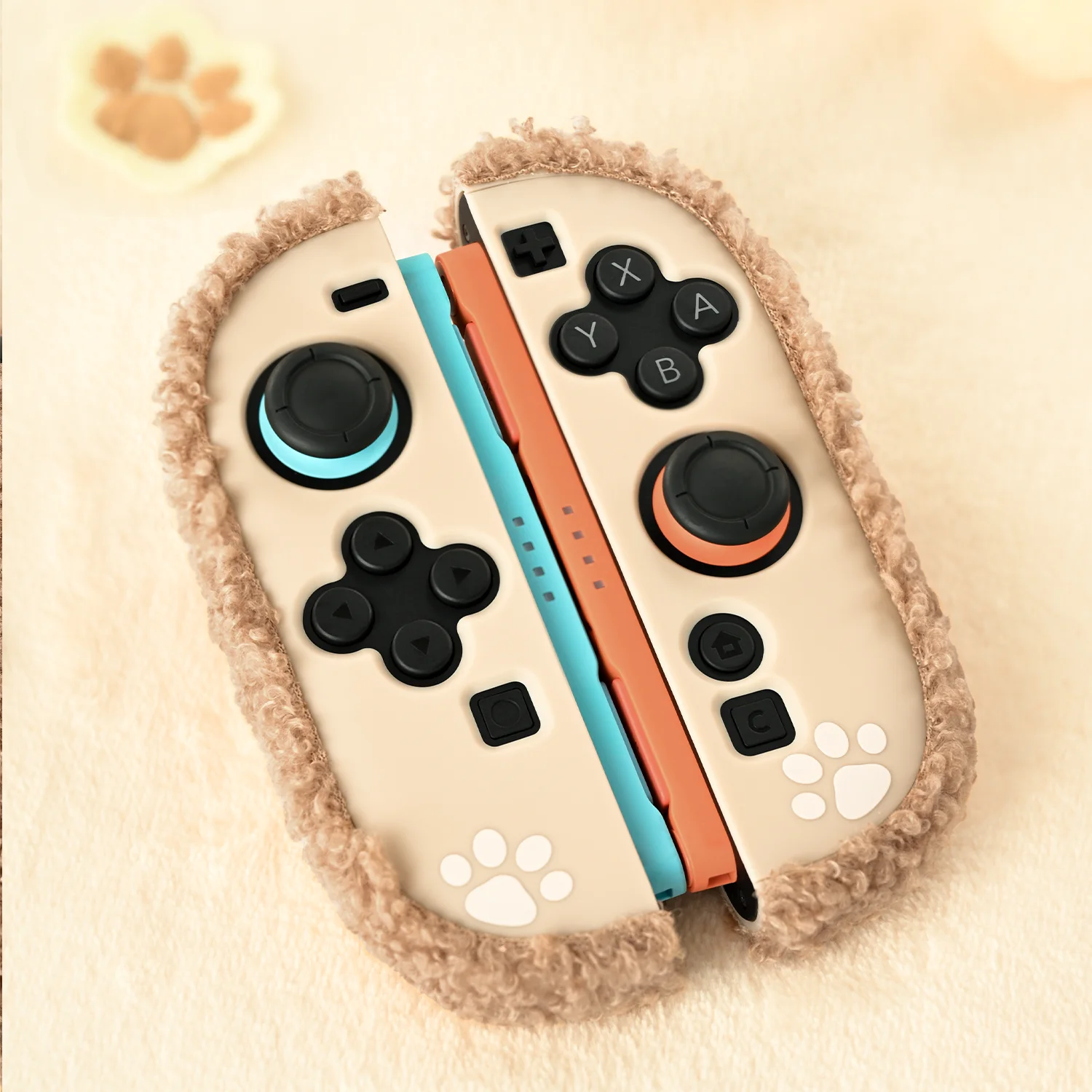 Pluszowe etui GeekShare kompatybilne z Switch 2 (2025), osłona ochronna NS2 na konsolę i kontroler Joy-Con, pluszowy miś — zdjęcie produktu 4