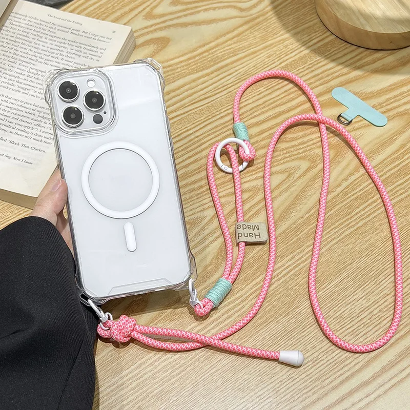 

For Magsafe Candy Color Lanyard Case For iPhone 15 16 13 11 12 14 Pro Max Magnetic Crossbody Adjustable Strap Rope Soft Cover