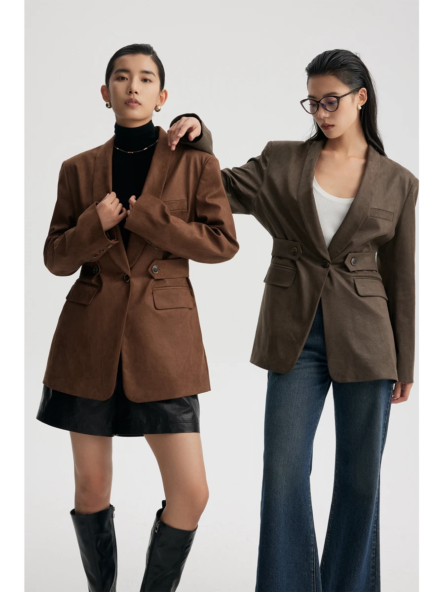 

Owyee ультра мягкая матовая замша винтажная женская с застежкой на талии силуэт повседневная поездка на работу Busin Interview