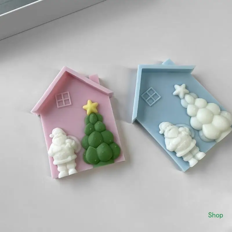 Dropship 3D Silicone Soap Molds Silicone Mold Christmas House Shaped Resin Moulds