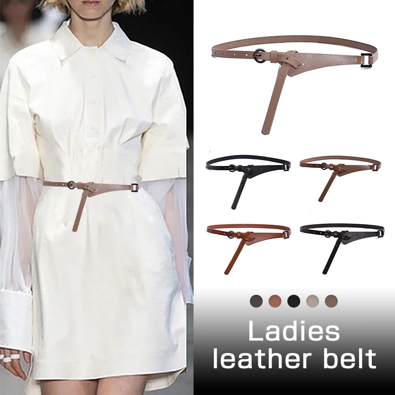 

Women Genuine Leather Slim Belt For Lady Dress Shirt Girdle Decoration Accessories Fashion Classic Retro Dress Knots Waistband