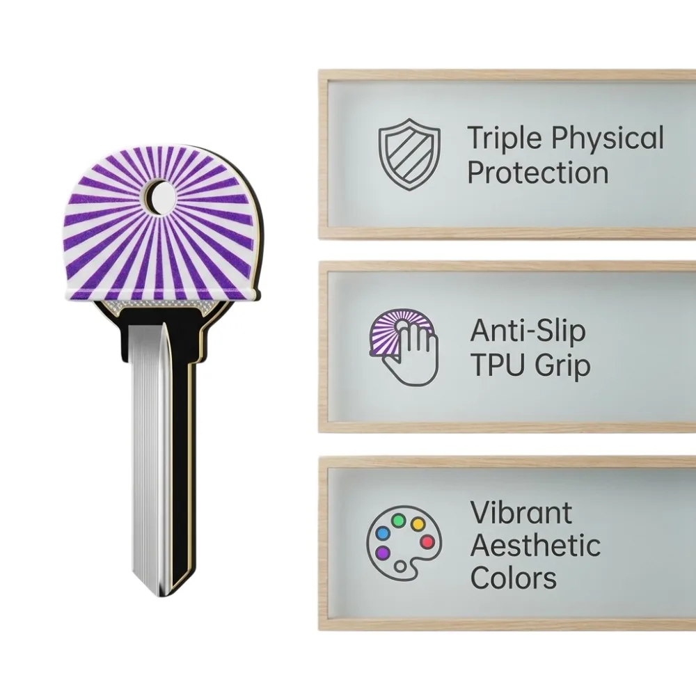 6Pcs Silicone Key Identifier,Round Flower Line Pattern,Non Slip Key Protective Cover,Durable Key Chain Accessory for Household image 5