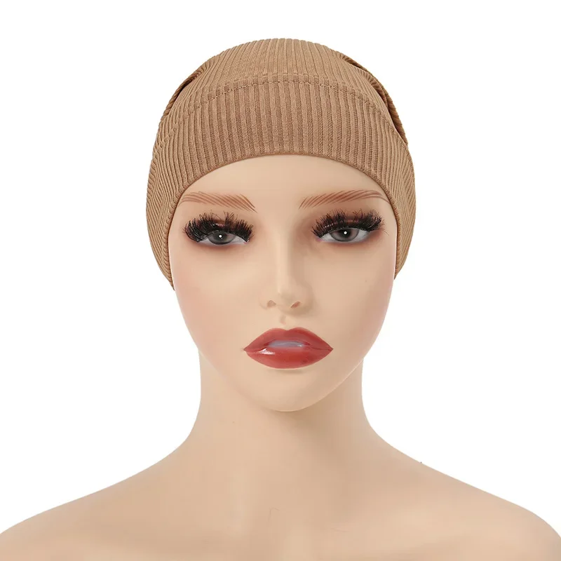 Muslim Women Modal Ribbed Knit Cotton Inner Hijab Caps Islamic Tube Underscarf Bonnet Stretch Headband Turban Femme Head Wraps