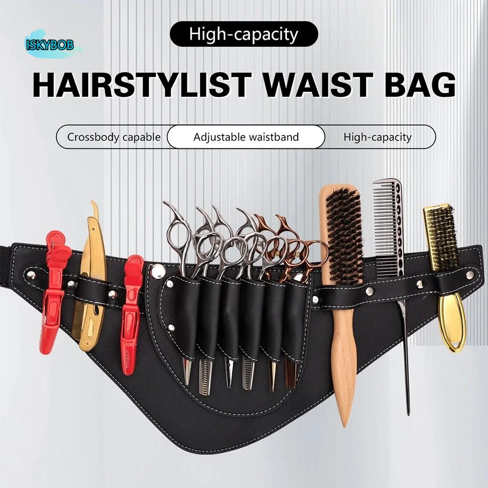 

PU Leather Hairdressing Tools Bag Durable Adjustable Waist Barber Tools Waist Pack Shoulder Belt Waist Belt Barber Tools Bag