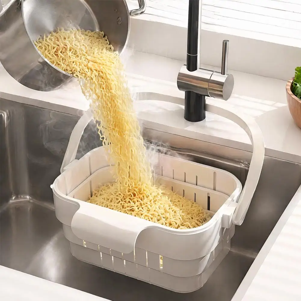 Kitchen Accessory for Home Over Sink Strainer Basket Kitchen Sink Hanging Drain Basket with Quick Drying Holes Foldable