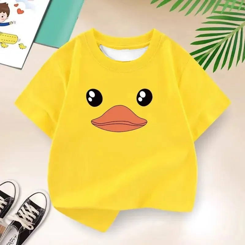

Duck Smiley Face Cartoon 3D Printed Children's Short Sleeved T-shirt, Quick Drying Comfortable ， Fashionable Parent-child Outfit